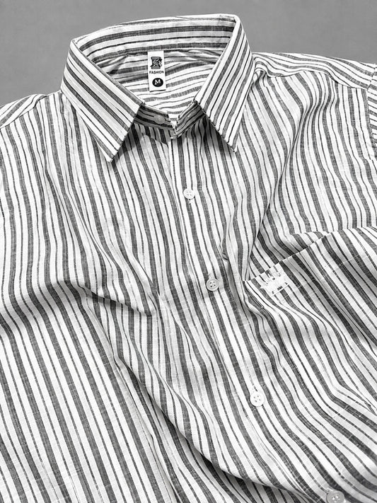 Shirtly Premium Striped Cotton Linen Shirt for Men – Smart Fit & Casual Style