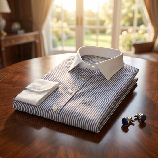 Classic Black and White Stripe Formal Shirt with Pocket - Full Sleeve Style