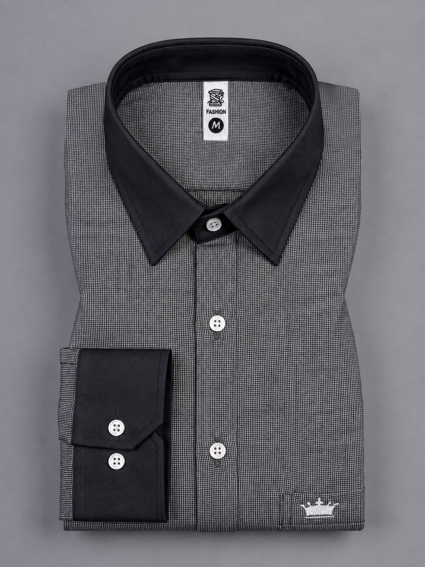 Shirtly Premium Black Contrast Collar & Cuff Shirt for Men – Smart Formal Style