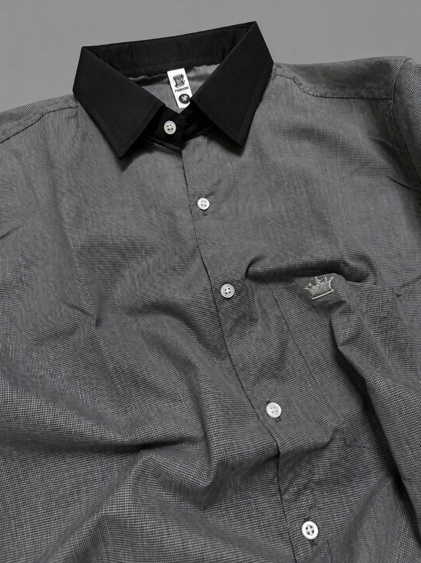 Shirtly Premium Black Contrast Collar & Cuff Shirt for Men – Smart Formal Style