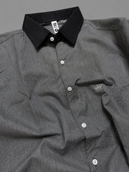 Shirtly Premium Black Contrast Collar & Cuff Shirt for Men – Smart Formal Style