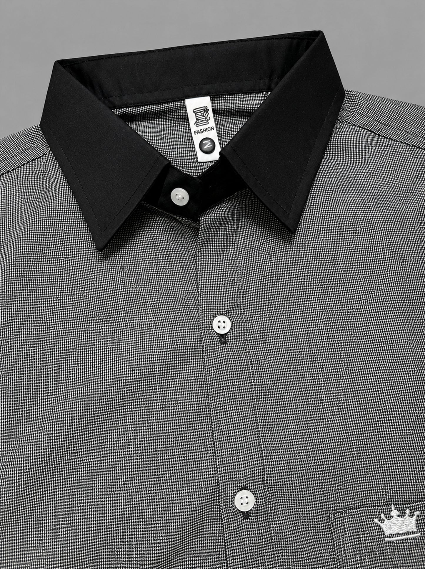 Shirtly Premium Black Contrast Collar & Cuff Shirt for Men – Smart Formal Style