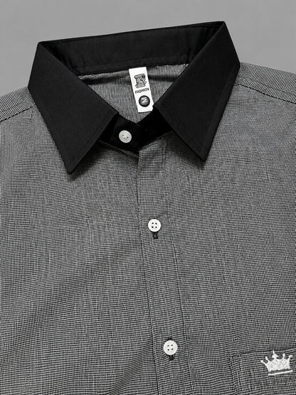 Shirtly Premium Black Contrast Collar & Cuff Shirt for Men – Smart Formal Style