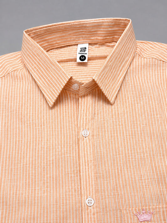 Shirtly Men's Striped Linen Cotton Shirt – Smart Fit & Comfort