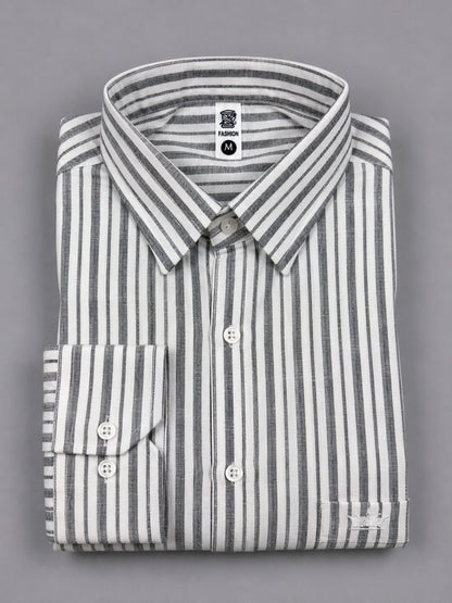 Shirtly Premium Striped Cotton Linen Shirt for Men – Smart Fit & Casual Style