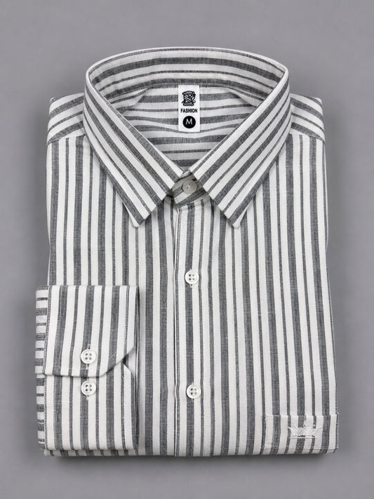 Shirtly Premium Striped Cotton Linen Shirt for Men – Smart Fit & Casual Style