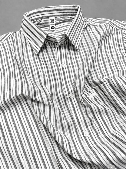 Shirtly Premium Striped Cotton Linen Shirt for Men – Smart Fit & Casual Style