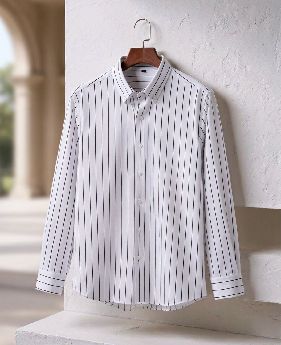 Shirtly White Linen Blend Stripe Shirt