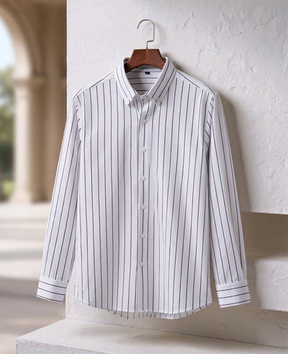 Shirtly White Linen Blend Stripe Shirt