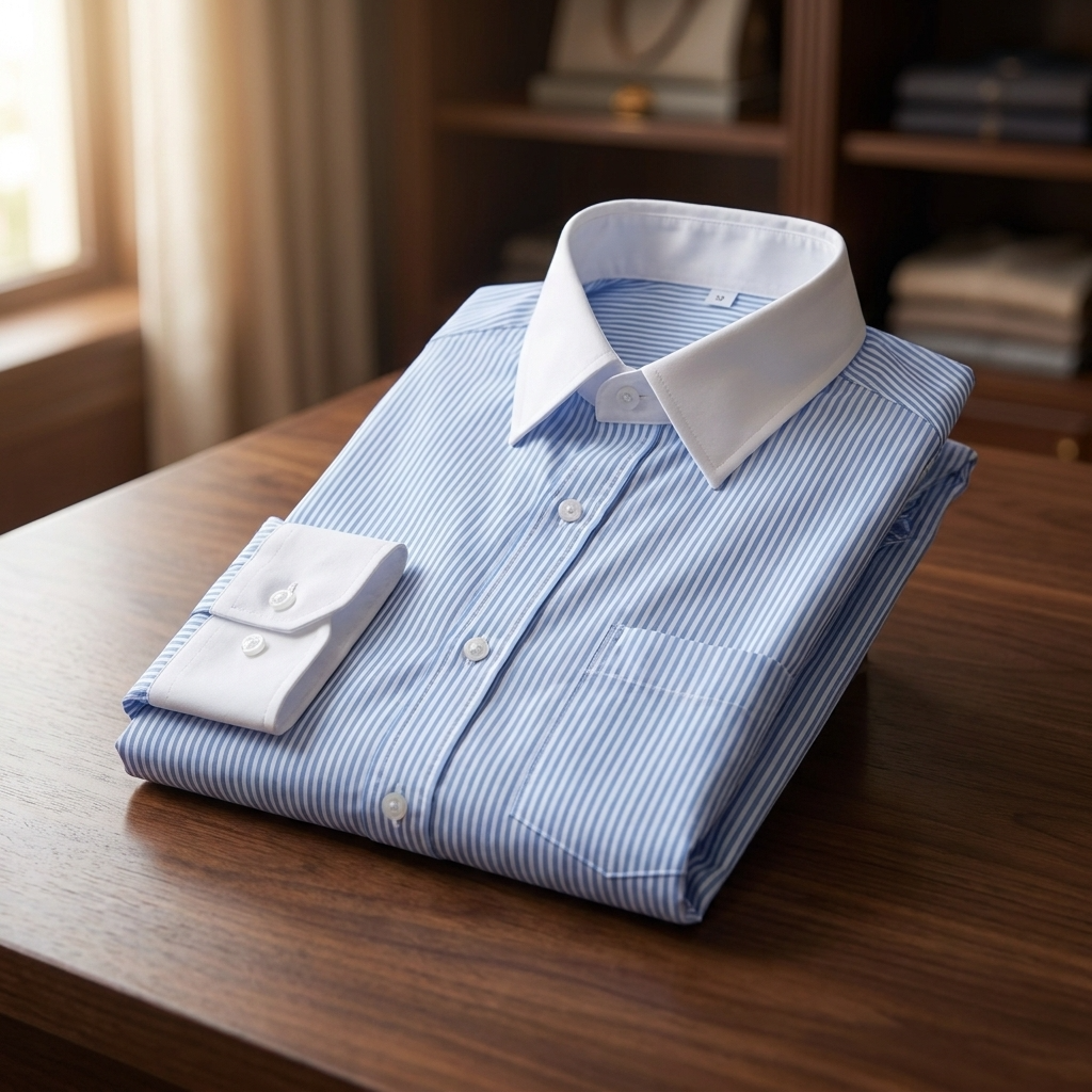 Shirtly Skyblue Stripe Formal Shirt-with White Collar and Cuffs
