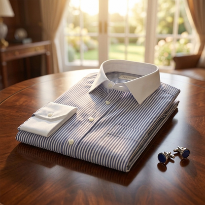 Classic Black and White Stripe Formal Shirt with Pocket - Full Sleeve Style